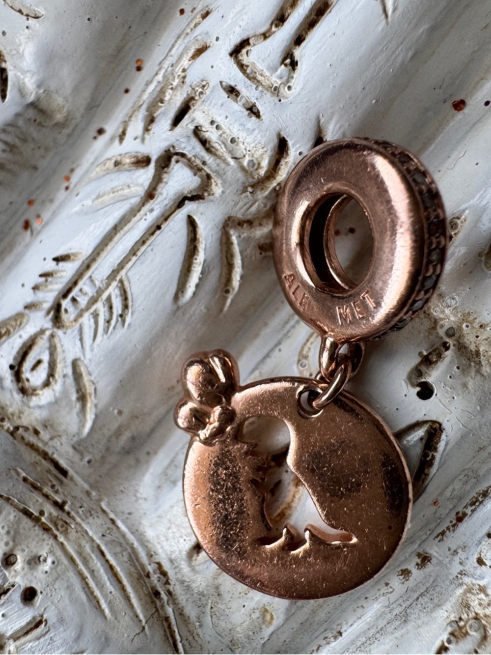 Pandora Rose Tone T-Rex Cut out Charm ALE
